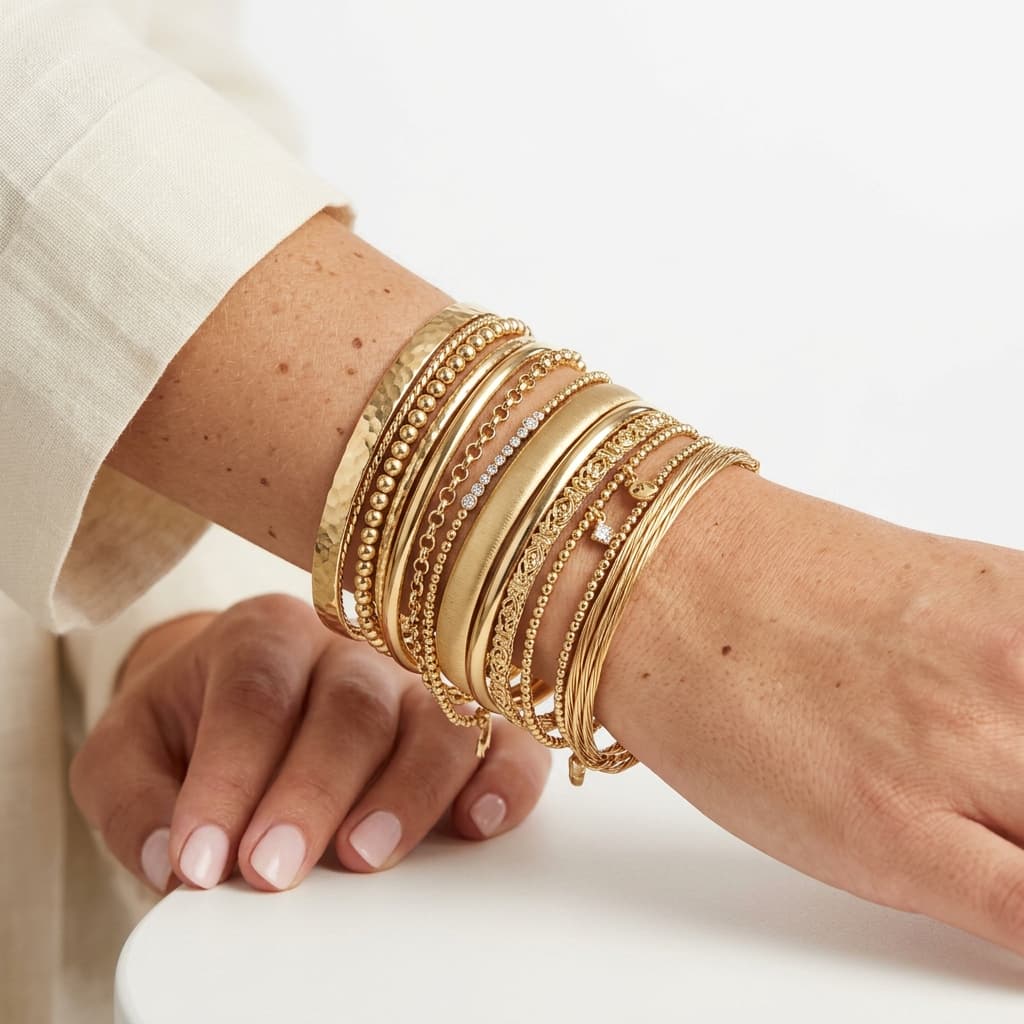 Twisted Gold Bangle Set